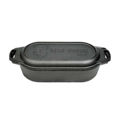 2-liter ovale gietijzeren braadpan met grilldeksel