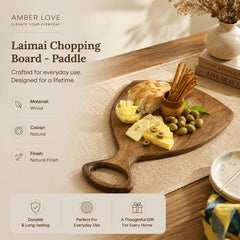 Laimai 100% Mango Wood Paddle Chopping & Serving Board | Handcrafted Charcuterie Platter