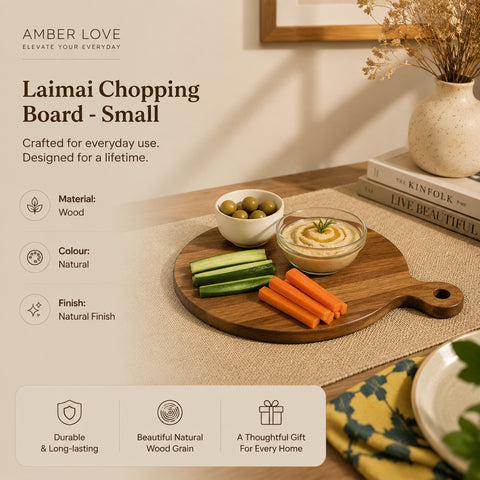 Laimai Small Mango Wood Chopping and Serving Board | Compact Kitchen Cutting Board for Food Prep and Snacks