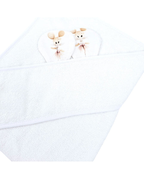 Drap de bain en bambou Souris danseuse / Blanc