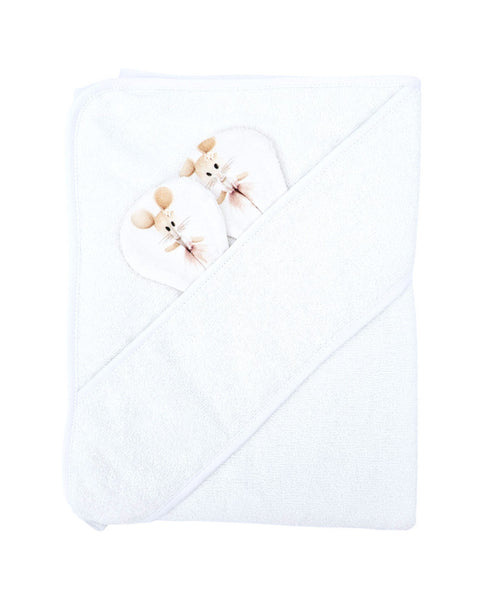 Drap de bain en bambou Souris danseuse / Blanc