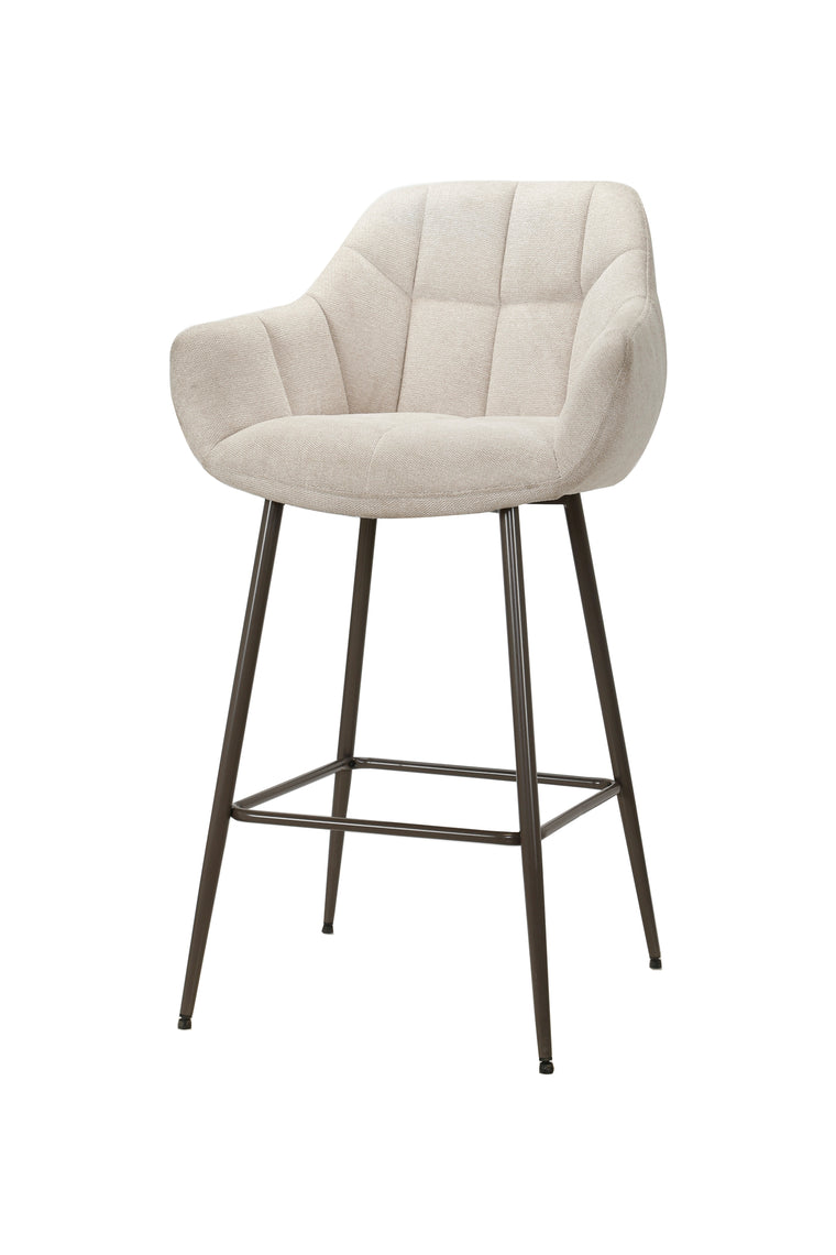 Set of 2 high off-white bar chairs with armrests