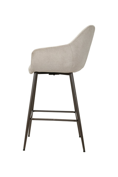 Set of 2 high off-white bar chairs with armrests