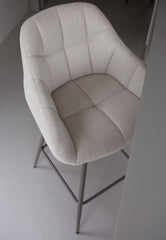 Set of 2 high off-white bar chairs with armrests