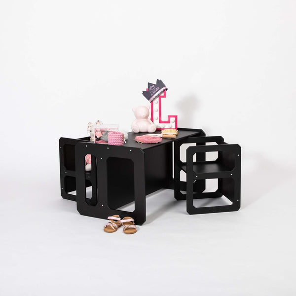 Montessori tafel om te spenen en set van 2 stoelen