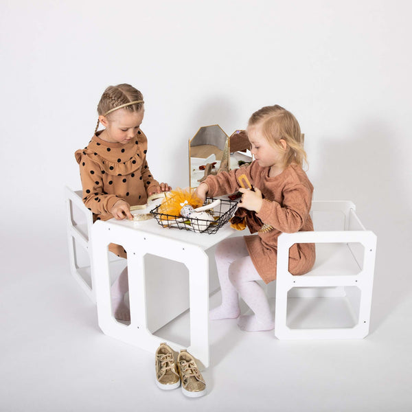 Table Montessori pour le sevrage et ensemble de 2 chaises