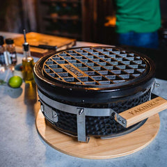 Shichirin Tabletop Grill Round Accessory Grate Cast Iron with Meat Marker