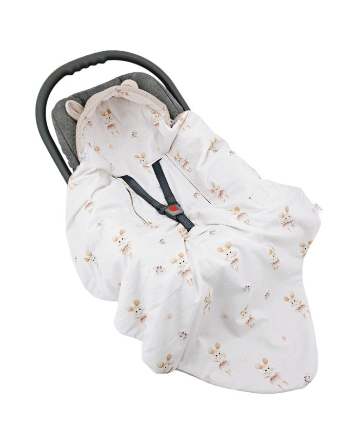 Baby Car Seat Sleeping Bag VELVET 3 and 5-point belts BALLERINA MOUSE