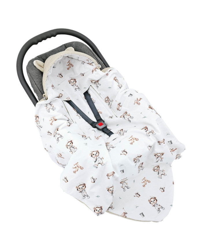 Baby Car Seat Sleeping Bag VELVET 3 and 5-point belts GARDENER BEAR