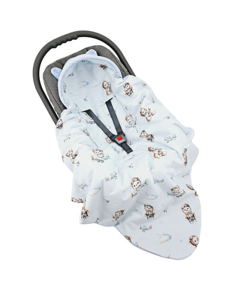 Baby Car Seat Sleeping Bag VELVET 3 and 5-point belts PILOT BEAR