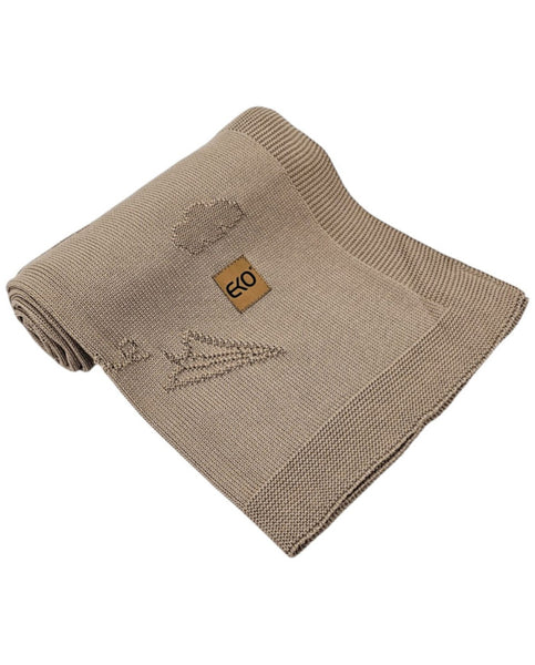 Bamboo knitted blanket LETTERS BROWN