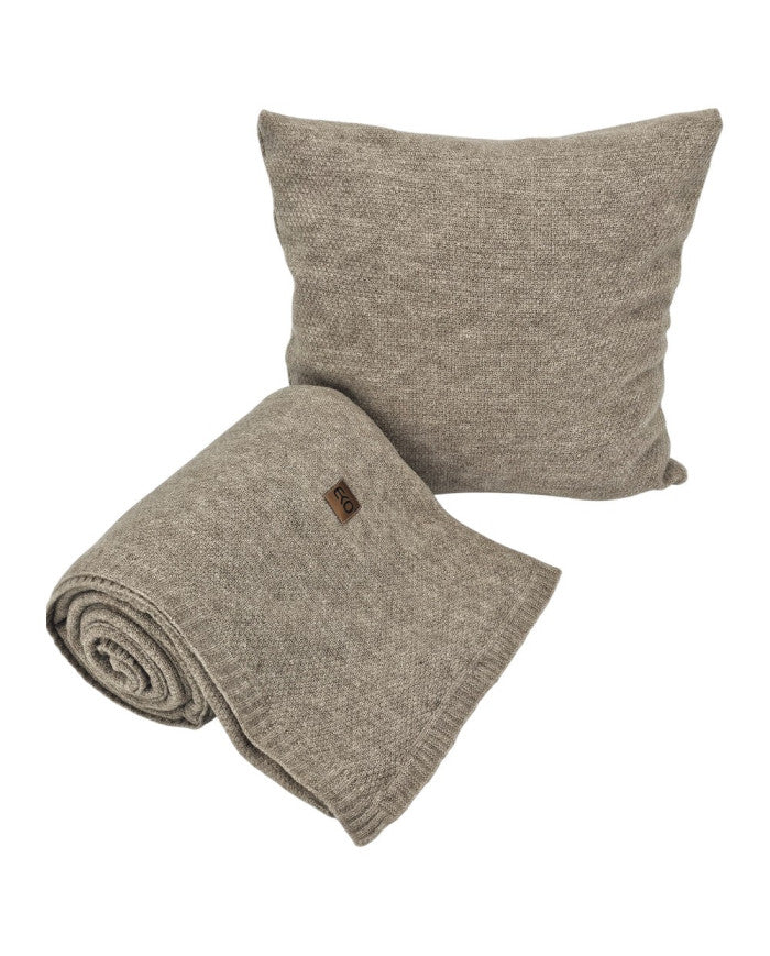 Knitted blanket and cushion set - SET MILANO TAUPE