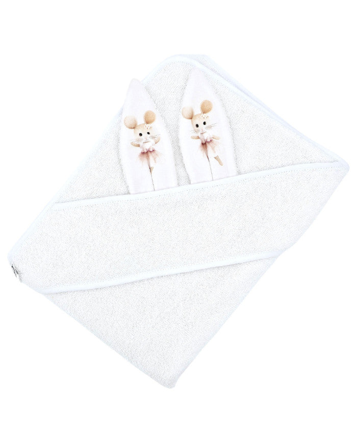 Cotton bath robe BALLERINA MOUSE/WHITE
