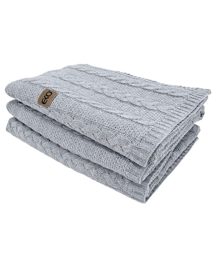 Cotton knitted blanket 200x220 cm - VENEZIA200 POPIEL