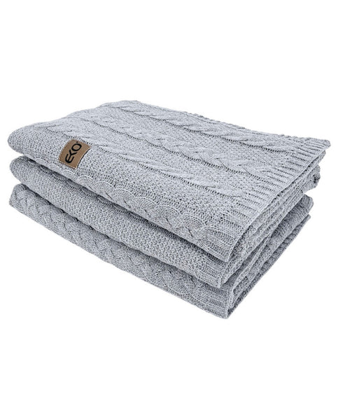 Cotton knitted blanket 200x220 cm - VENEZIA200 POPIEL