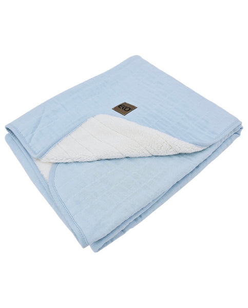 Fur Quilted Muslin Blanket BLUE