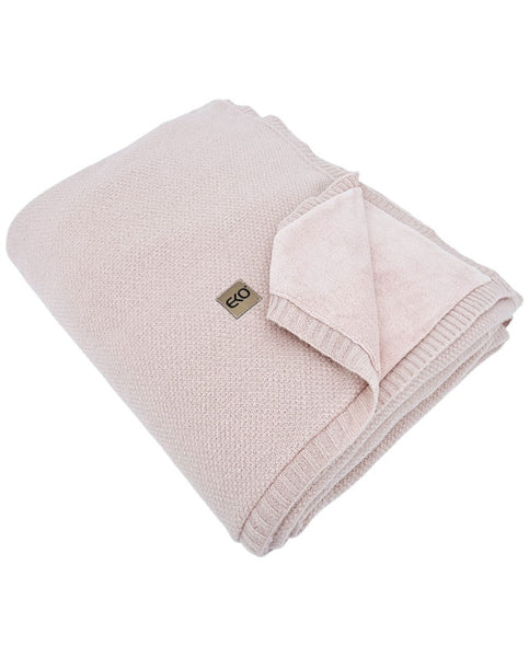 Knitted blanket with fur lining 150x200 cm - MILANO DUO ROSE PINK