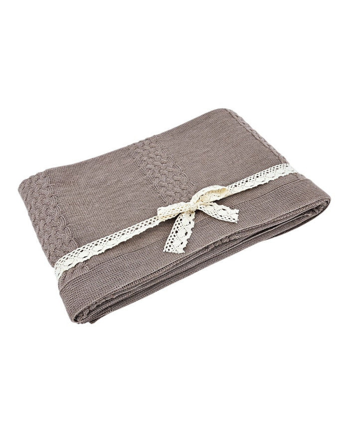 MERINO wool knitted blanket 200x20 cm - FLORENCE200 TAUPE