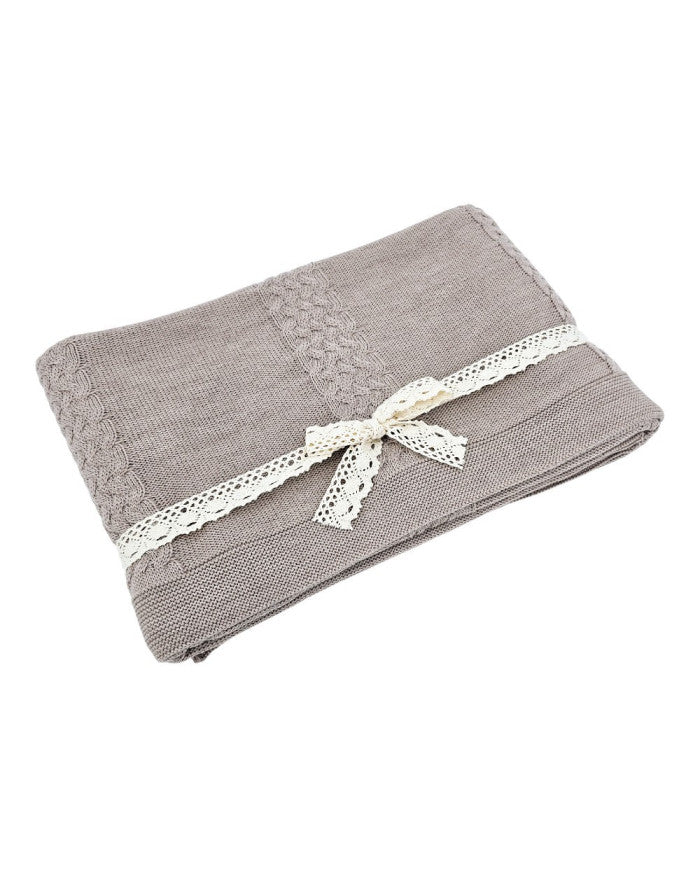 MERINO wool knitted blanket 200x220 cm - FLORENCE200 NUDE
