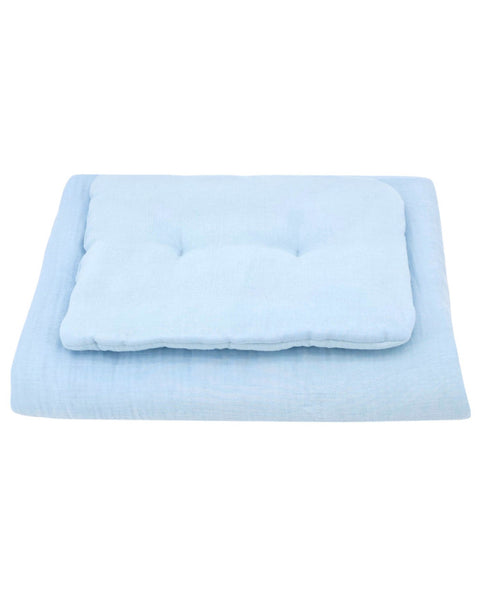 Muslin cot bedding  set BLUE