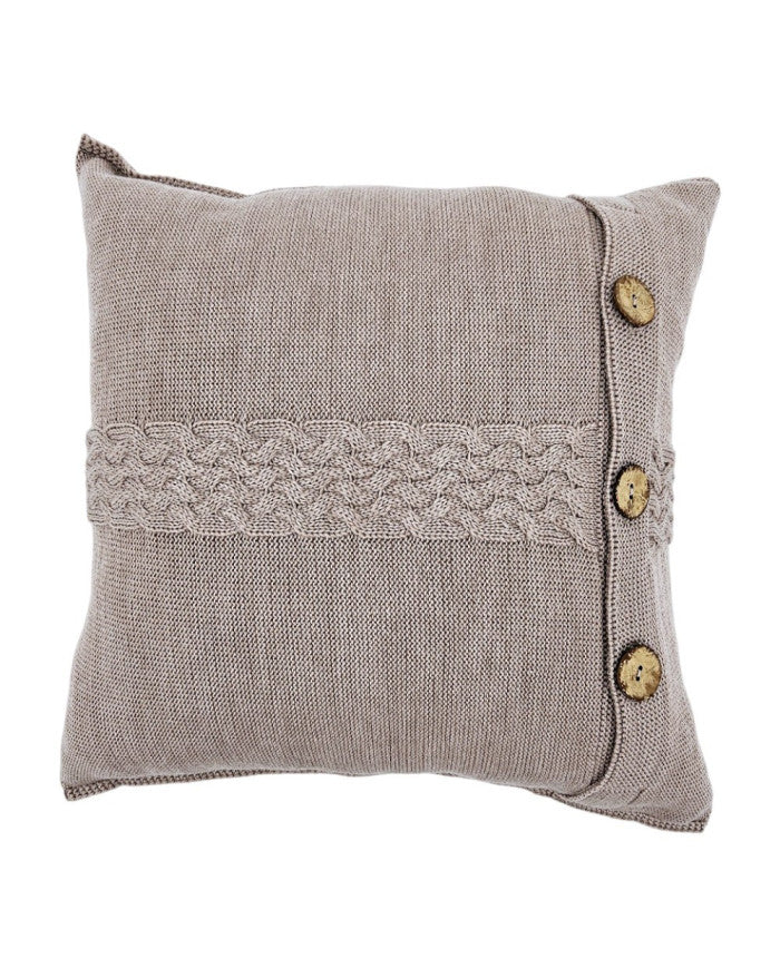 Merino wool knitted pillowcase 45x45 cm - FLORENCE TAUPE