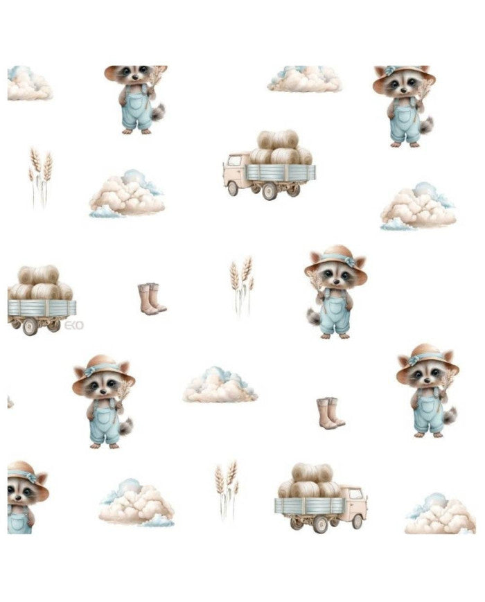 Printed cotton sheet with elastic band 70 x 140 cm COOK