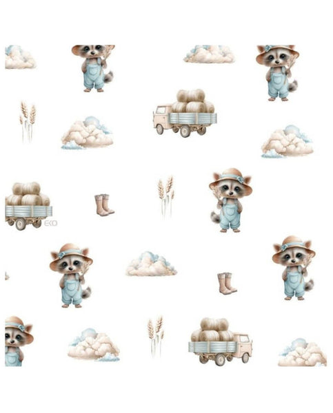 Printed cotton sheet with elastic band 70 x 140 cm FARMER