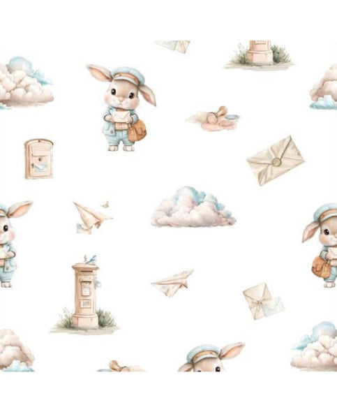 Printed cotton sheet with elastic band 70 x 140 cm POSTMAN