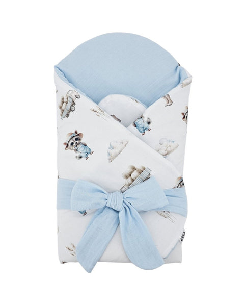 Printed Cotton+Muslin Swaddle Blanket with Coconut FARMER