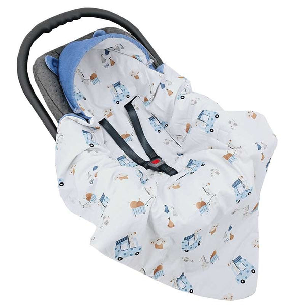 Sleeping bag for car seat VELVET 3- and 5-point belts GIRAFFE/BLUE